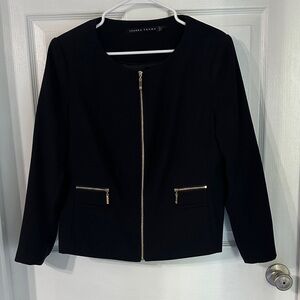 Ivanka Trump Black Blazer with Gold Zipper Accents